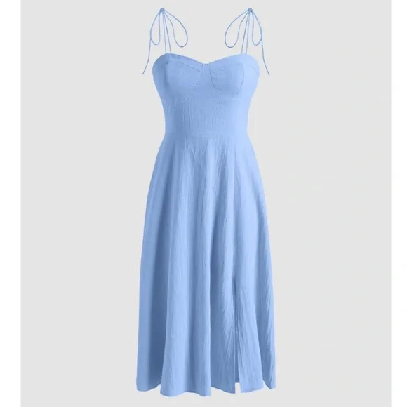 CIDER Light Blue Corset Midi Dress Med - Picture 7 of 12